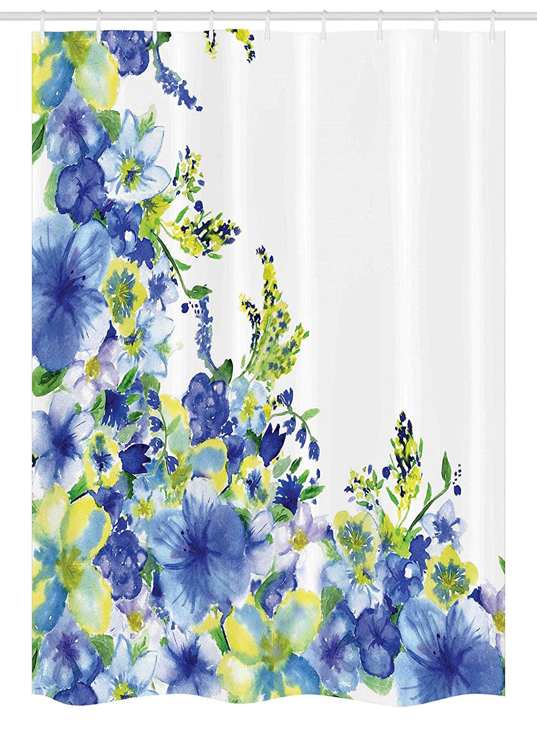 Ambesonne Watercolor Flower Stall Shower Curtain, Motley Floret Motifs with Splash Anemone Iris Revival of Nature Theme, Fabric Bathroom Decor Set with Hooks, 54