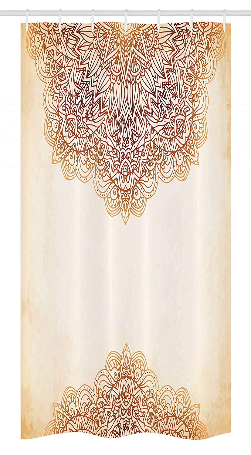 Ambesonne Victorian Stall Shower Curtain, Oriental Vintage Ornate Pattern Autehntic Style Mandala Artwork Print, Fabric Bathroom Decor Set with Hooks, 36
