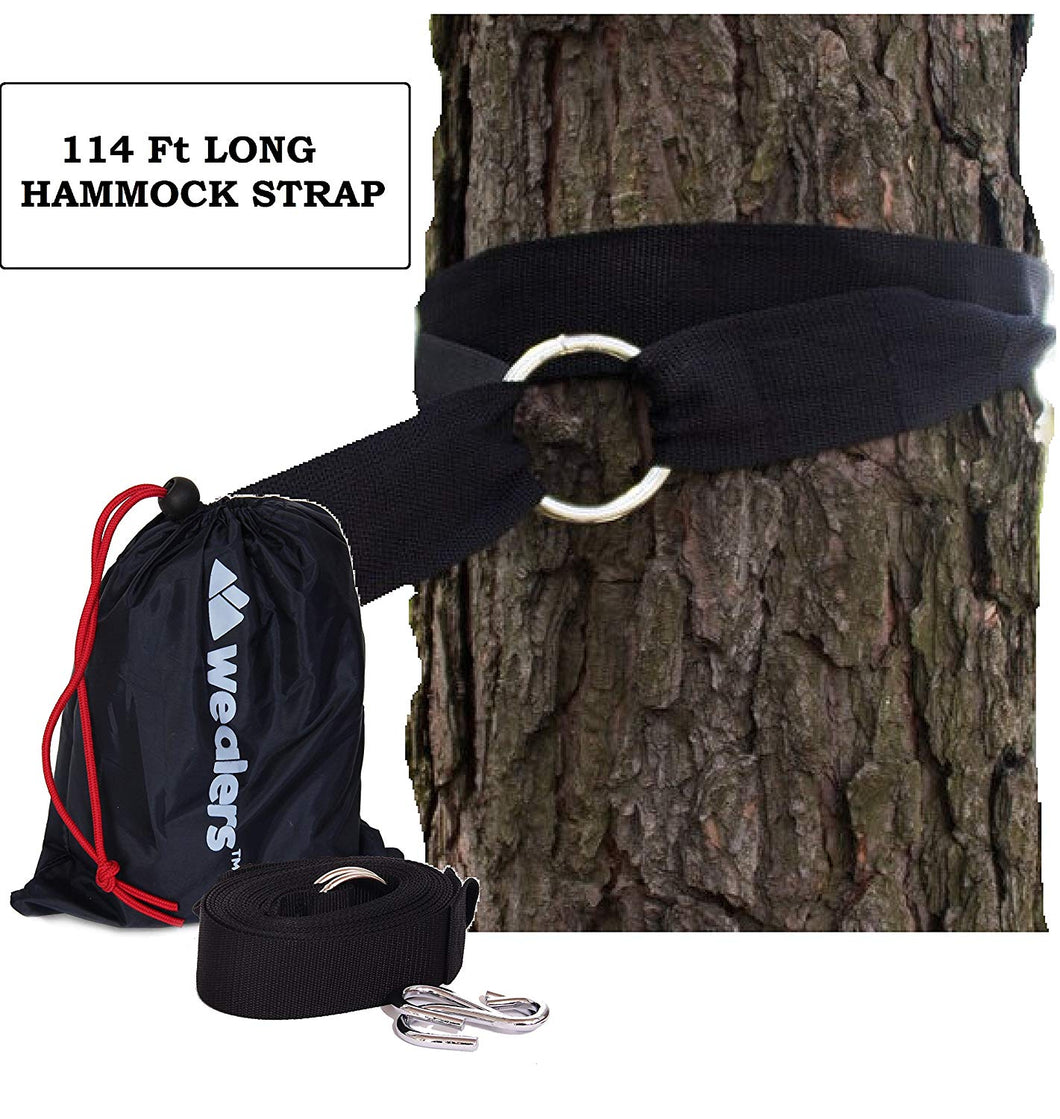 Wealers 2 Pack Heavy Duty Weather Resistant Nylon 114 Inch Camping Hammock Tree Strap, with 2 Steel 