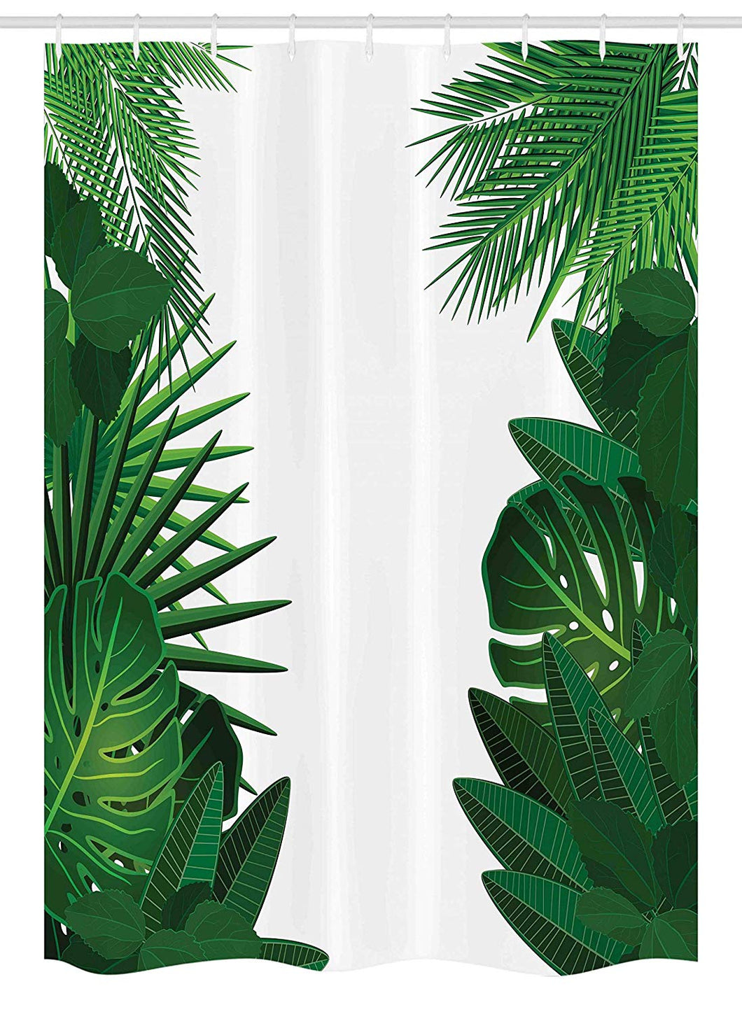 Ambesonne Leaf Stall Shower Curtain, Exotic Fantasy Hawaiian Tropical Palm Leaves with Floral Graphic Artwork Print, Fabric Bathroom Decor Set with Hooks, 54