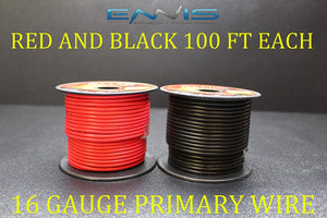 16 GAUGE WIRE ENNIS ELECTRONICS 100 FT RED 100 FT BLACK PRIMARY REMOTE HOOK UP AWG COPPER CLAD