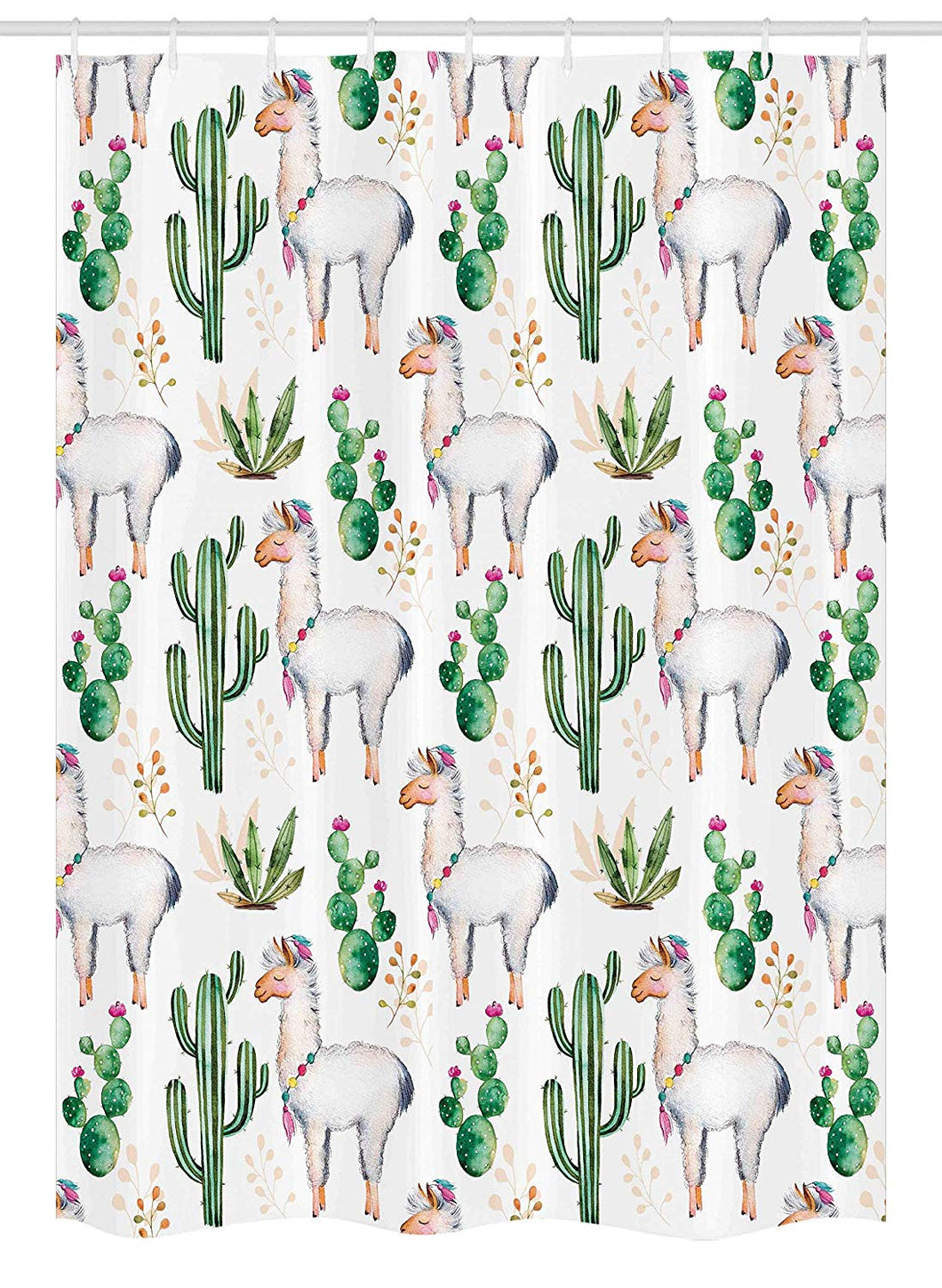 Ambesonne Cactus Stall Shower Curtain, Hot South Desert Plant Cactus Pattern with Camel Animal Modern Colored Image Print, Fabric Bathroom Decor Set with Hooks, 54