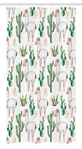 Ambesonne Cactus Stall Shower Curtain, Hot South Desert Plant Cactus Pattern with Camel Animal Modern Colored Image Print, Fabric Bathroom Decor Set with Hooks, 36" X 72", White Green