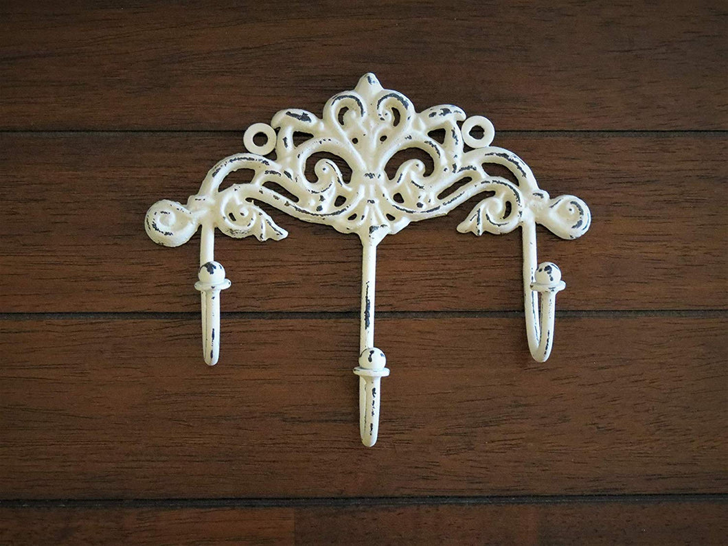 Shabby Chic Wall Hook/ Cottage Chic Hook/Key Hanger/ Creamy White or Pick Your Color / Key Hook Rack/ French Cottage/ Towel Hook