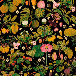 Asian Fruits and Flowers Wallpaper in Dark Multi from the Florilegium Collection by Mind the Gap