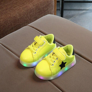 2018 high quality LED breathable lighted children casual shoes Hook&Loop fashion baby girls boys sneakers solid shoes kids