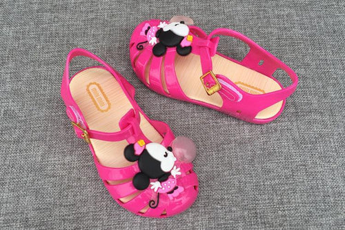2017 NEW Kids Toddle Shoes Mini Girl Sandals MINI MINI Jelly Crystal Children Shoes Slippers Princess Hook & Loop Shoes