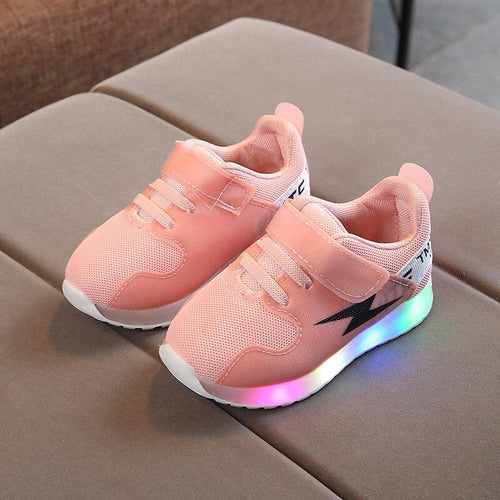 2018 European All seasons Sports run breathable kids shoes Hook&Loop shoes LED hot sales Lovely comfortable children sneakers