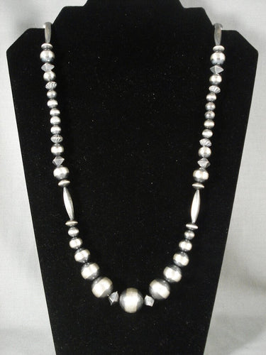 Advanced Native American Jewelry Silver Work Vintage Navajo Native American Jewelry Silver Tube Necklace