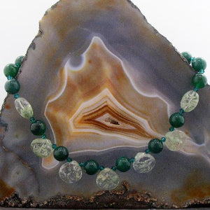 Unique semi-precious stone necklace, dark green Agate necklace with Kiwi Quartz, Unique Agate Jewellery