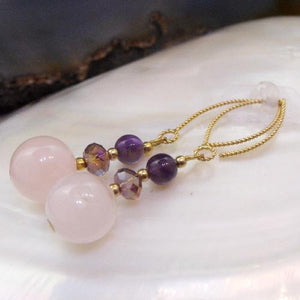Rose Quartz earrings, semi-precious stone earrings, semi-precious gemstone Rose Quartz Jewellery
