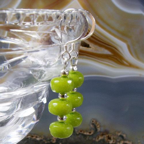 Green Jade semi-precious stone earrings, Green Jade Jewellery UK, green Jade earrings UK crafted