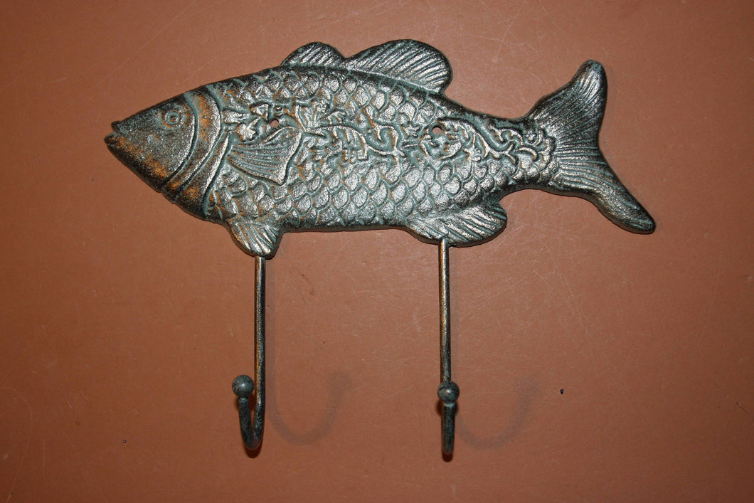 Large Cast Iron Fish Wall Hook, Nautical Fish Decor, Bronze-look fish wall mounted coat hook, Fishing Decor, Free Shipping, N-66