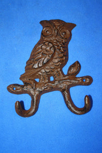 Birdwatcher Gift Owl Decor Cast Iron Wall Hooks, 7 3/8 inch Entryway Mudroom Coat Hat Hooks ~ Volume Priced H-56