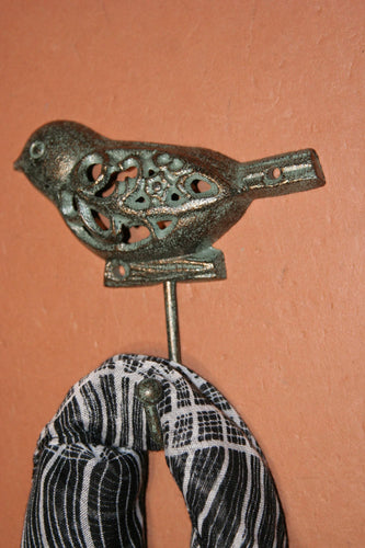 Bird Watcher Wall Decor Wild Bird Wall Hooks Cast Iron 5 inch Songbirds Patio Decor, Bronze-look, Volume Priced, H-78