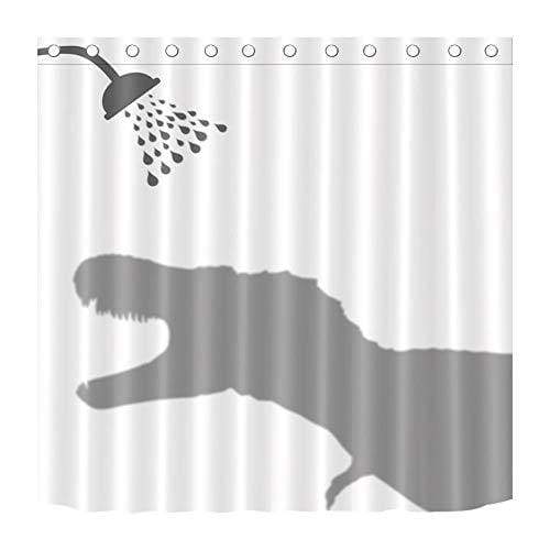 LB Animal Shadows Shower Curtain,Dinosaur White Background Bathroom Curtain Water Resistant Polyester Fabric Home Accessories with 12 Hooks 150W*180H CM