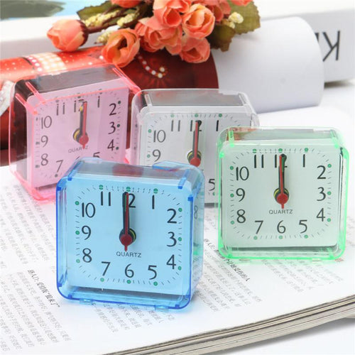1Pc New Home Outdoor Portable Cute Mini Cartoon Multi-function Trip Bed Beep Desktop Alarm Clock Mini Portable Table Clocks Hook