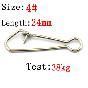 0/3/4/5/6# 50pcs Hooked Snap Swivel Stainless Steel Fishing Snap Swivels Hook Lure Connector Fish Tackle Accessories