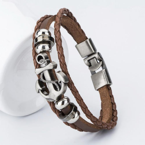 2016 New Fashion Charm Leather Anchor Bracelets For Men Popular Bangle Handmade Leather Bracelets Hooks Bracelets !