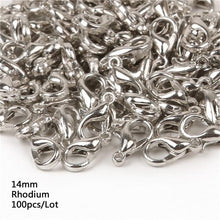 100pcs 10/12/14/16mm  Metal Lobster Clasps Hooks Gold/Rhodium Lobster Clasps Hooks For Jewelry Making Finding DIY Necklace