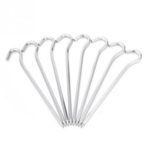 1 Pc 8cm Outdoor Camping Hiking Aluminum Alloy Tent Pegs Stakes Hook Ground Pin Prismatic Nail