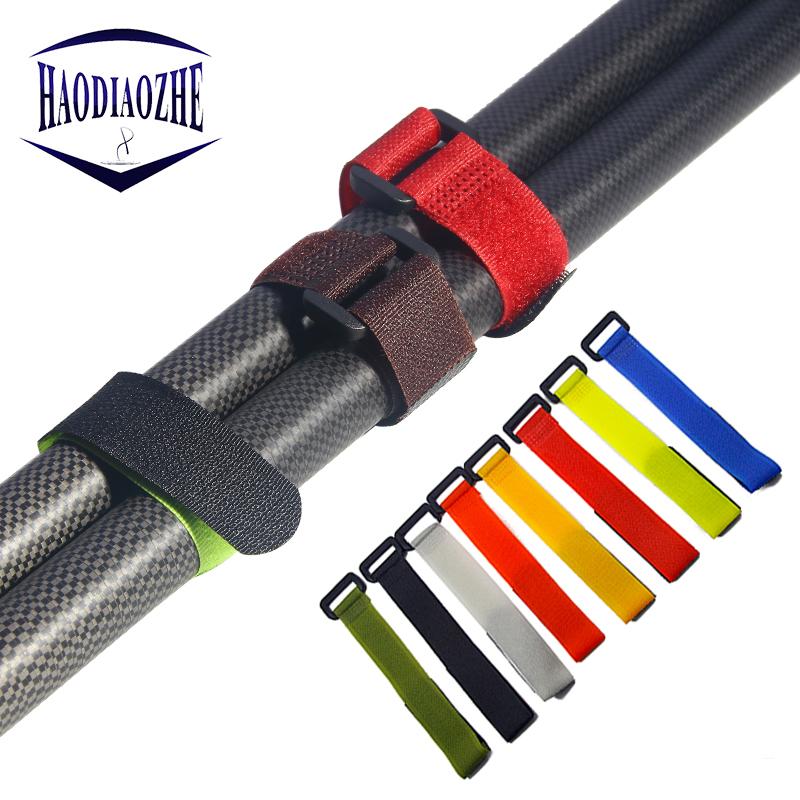 HAODIAOZHE 1Pcs Fishing Accessories Reusable Fishing Rod Tie Holder Strap Suspenders Hook Loop Cord Belt Fishing Tackle YU329A