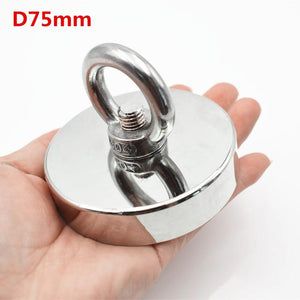 1pc D75mm Holder strong powerful salvage neodymium Magnets hook Pulling Mounting Pot with ring fishing gear sea  equipments